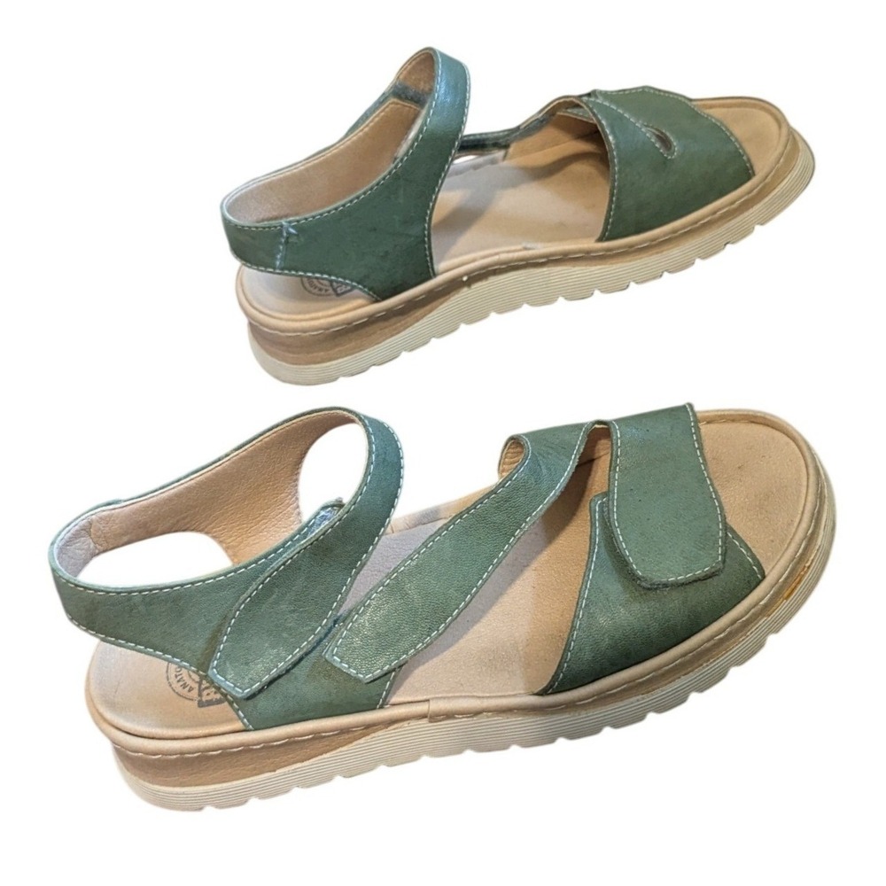 Brako Anatomics Green Leather Comfort Platform Sandals Made in Spain Size 39